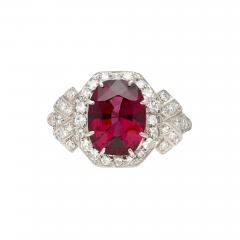 Art Deco GIA Cert 4 35 Carat No Heat Spinel Vintage Platinum Ring - 3644960