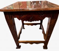 Art Deco Game Side Table with Zig Zag Carved Skirt and Legs Macassar - 3779029