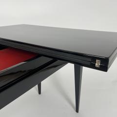 Art Deco Games Table Black Lacquer Red and Black leather France circa 1930 - 3872388