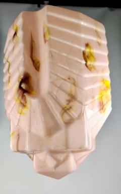 Art Deco Geometric Ceiling Lamp with Rare Marbled Glass France c 1930 - 4496185