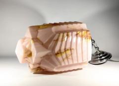 Art Deco Geometric Ceiling Lamp with Rare Marbled Glass France c 1930 - 4496186