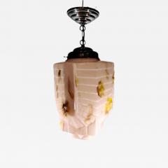 Art Deco Geometric Ceiling Lamp with Rare Marbled Glass France c 1930 - 4496220