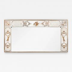 Art Deco Giltwood Wall Mirror with Ornate Eglomise Border Mythological Motifs - 4720583