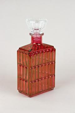Art Deco Glass Decanter Liquor Bottle Red Gold Iridescent Austria ca 1930 - 3404337