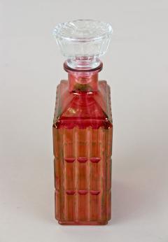 Art Deco Glass Decanter Liquor Bottle Red Gold Iridescent Austria ca 1930 - 3404339