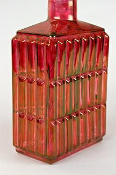 Art Deco Glass Decanter Liquor Bottle Red Gold Iridescent Austria ca 1930 - 3404341