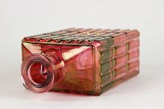 Art Deco Glass Decanter Liquor Bottle Red Gold Iridescent Austria ca 1930 - 3404347