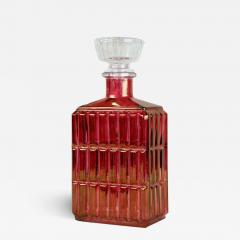 Art Deco Glass Decanter Liquor Bottle Red Gold Iridescent Austria ca 1930 - 3406664