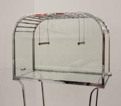 Art Deco Glass and Chrome Birdcage - 157026