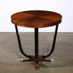 Art Deco Gueridon Table in Book Matched Walnut Lacquered Legs Nickel Sabots - 3040783