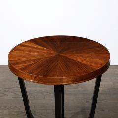 Art Deco Gueridon Table in Book Matched Walnut Lacquered Legs Nickel Sabots - 3040785