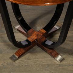 Art Deco Gueridon Table in Book Matched Walnut Lacquered Legs Nickel Sabots - 3040906