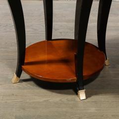 Art Deco Gueridon Table in Bookmatched Walnut W Ebonized Legs Brass Sabots - 3109058