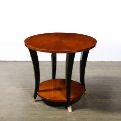 Art Deco Gueridon Table in Bookmatched Walnut W Ebonized Legs Brass Sabots - 3109100