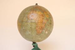 Art Deco Hammonds Six Inch Terrestrial World Globe on Verdigris Cast Metal Base - 4365748