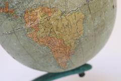Art Deco Hammonds Six Inch Terrestrial World Globe on Verdigris Cast Metal Base - 4365751