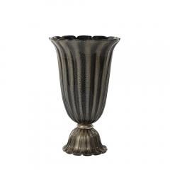 Art Deco Hand Blown Murano Fluted Black Glass Up Lights w 24kt Gold Flecks - 4719797