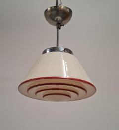 Art Deco Hand Painted Ziggurat Ceiling Pendant Finland 1940s - 3962565