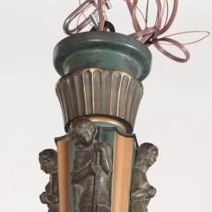 Art Deco Hanging Light Fixture with St George Motif Circa 1920  - 2791680