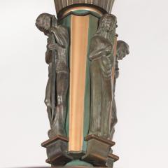 Art Deco Hanging Light Fixture with St George Motif Circa 1920  - 2791681