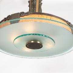 Art Deco Hanging Light Fixture with St George Motif Circa 1920  - 2791683