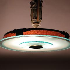 Art Deco Hanging Light Fixture with St George Motif Circa 1920  - 2791684