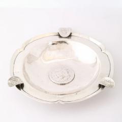 Art Deco Heavy Hand Hammered 900 Sterling Silver Ashtray with Sculptural Coins - 4720082