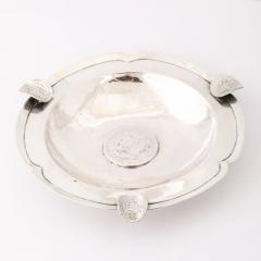 Art Deco Heavy Hand Hammered 900 Sterling Silver Ashtray with Sculptural Coins - 4720083
