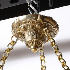 Art Deco Hexagonal Frosted Pressed Glass Pendant w Floral Details signed BHV - 4550548