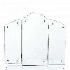 Art Deco Hollywood Mirrored Trifold Ebonized Cabriole Leg Vanity w Glass Pulls - 4622844