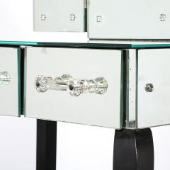 Art Deco Hollywood Mirrored Trifold Ebonized Cabriole Leg Vanity w Glass Pulls - 4622900
