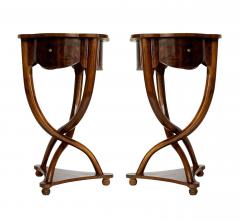 Art Deco Hollywood Regency Italian Walnut Burl Wood Nightstands or End Tables - 4286537