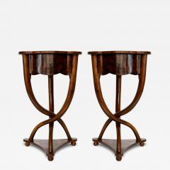 Art Deco Hollywood Regency Italian Walnut Burl Wood Nightstands or End Tables - 4288065