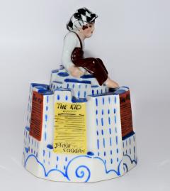 Art Deco Inkwell Jackie Coogan The Kid Sitting On Skyscrapers - 315909