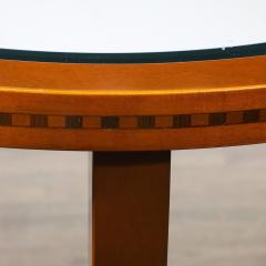 Art Deco Inset Glass Top Gueridon Table in Hand Rubbed Walnut w Inlayed Details - 4438565