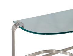 Art Deco Inspired Demi Lune Glass and Metal Console Table - 2725384