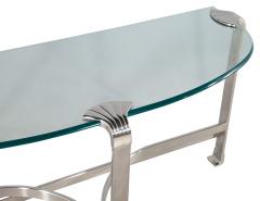 Art Deco Inspired Demi Lune Glass and Metal Console Table - 2725385