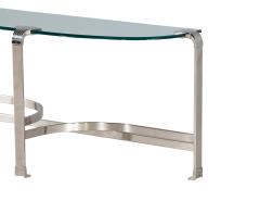 Art Deco Inspired Demi Lune Glass and Metal Console Table - 2725386