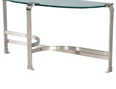 Art Deco Inspired Demi Lune Glass and Metal Console Table - 2725388