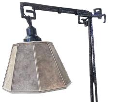 Art Deco Iron Floor Bridge Lamp Custom Shade - 3794459