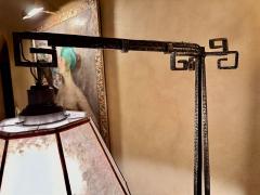 Art Deco Iron Floor Bridge Lamp Custom Shade - 3794536