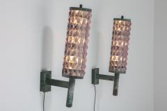 Art Deco Iron Glass Wall Sconces 1930s - 2362530