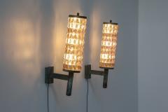 Art Deco Iron Glass Wall Sconces 1930s - 2362531