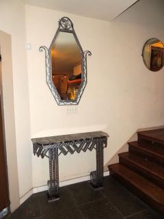 Art Deco Iron Marble Console With Matching Mirror - 1387164