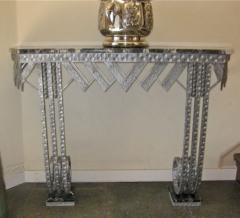 Art Deco Iron Marble Console With Matching Mirror - 1387168