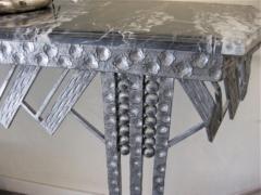 Art Deco Iron Marble Console With Matching Mirror - 1387170