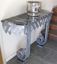 Art Deco Iron Marble Console With Matching Mirror - 1387171