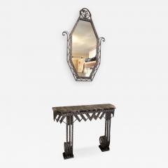 Art Deco Iron Marble Console With Matching Mirror - 1388295