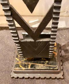 Art Deco Iron and Marble Grand Console Geometric French Style - 1352545