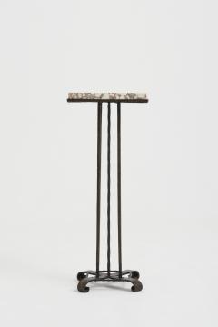Art Deco Iron and Marble Tall Side Table or Pedestal - 2870927